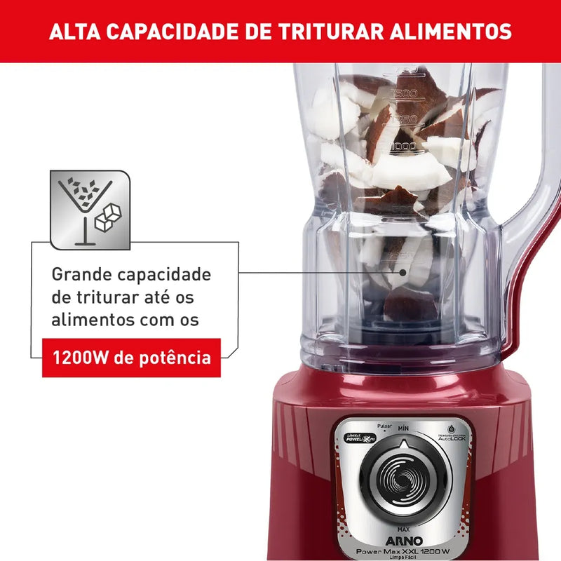 Liquidificador Arno Power Max XXL 1200W Carmim LN86