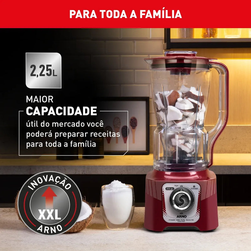 Liquidificador Arno Power Max XXL 1200W Carmim LN86