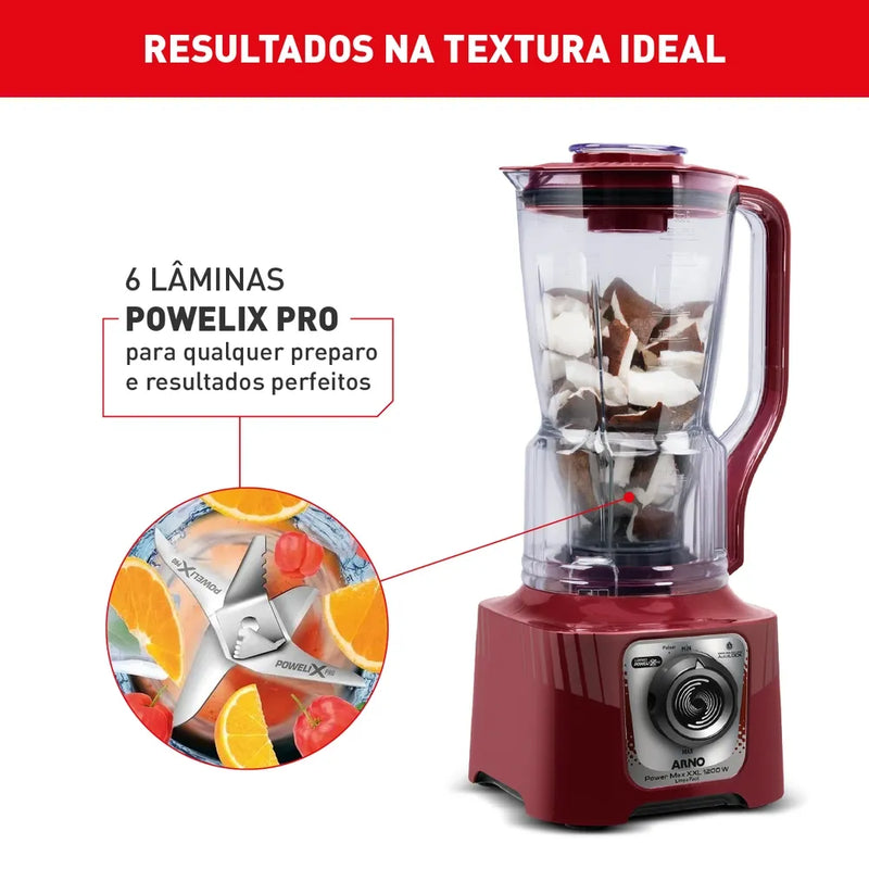 Liquidificador Arno Power Max XXL 1200W Carmim LN86