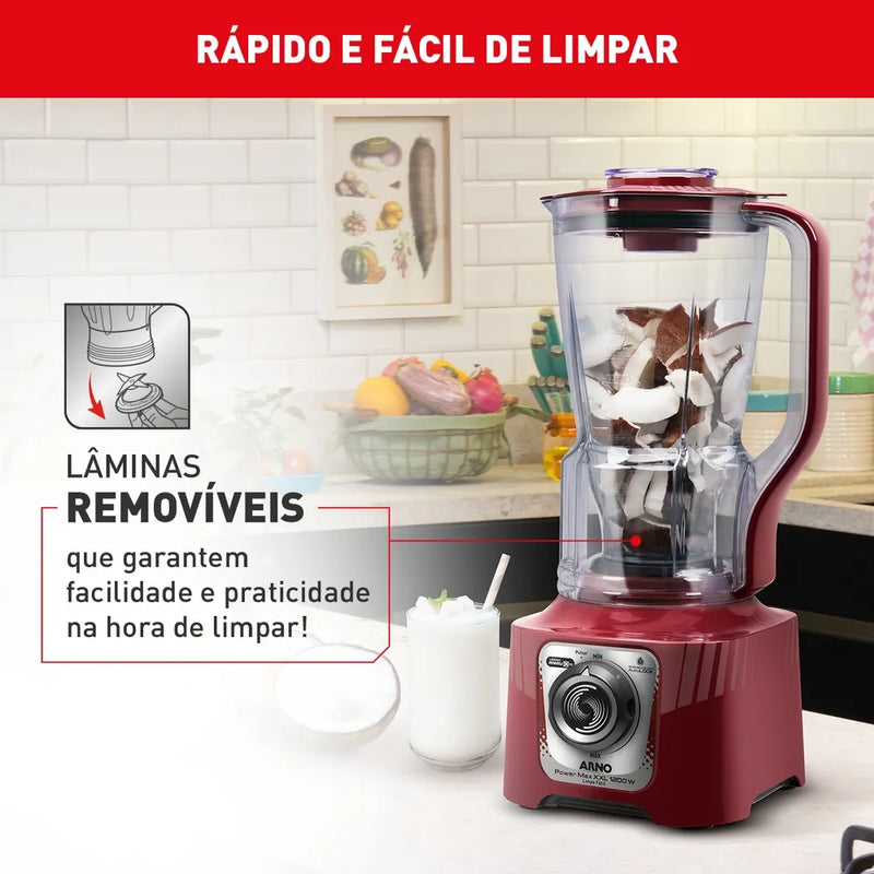 Liquidificador Arno Power Max XXL 1200W Carmim LN86