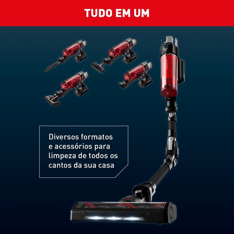 Aspirador de Pó Versatil Sem Fio Arno com Tubo Flexível e Ajuste Automático de Sucção e 7 Acessórios, RH20 Bivolt