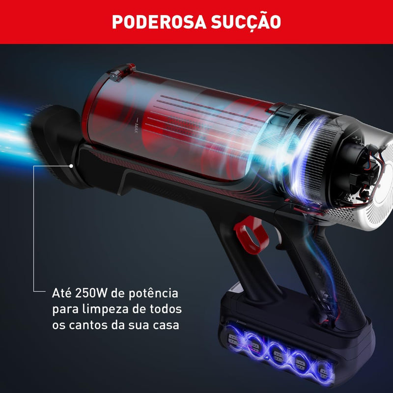 Aspirador de Pó Versatil Sem Fio Arno com Tubo Flexível e Ajuste Automático de Sucção e 7 Acessórios, RH20 Bivolt