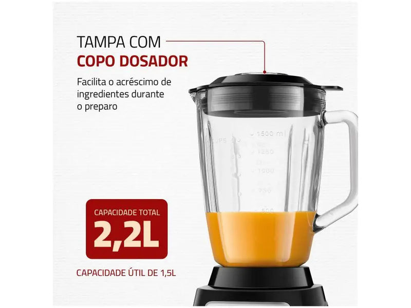 Liquidificador Mondial Turbo Glass L-1400 GI - 110V