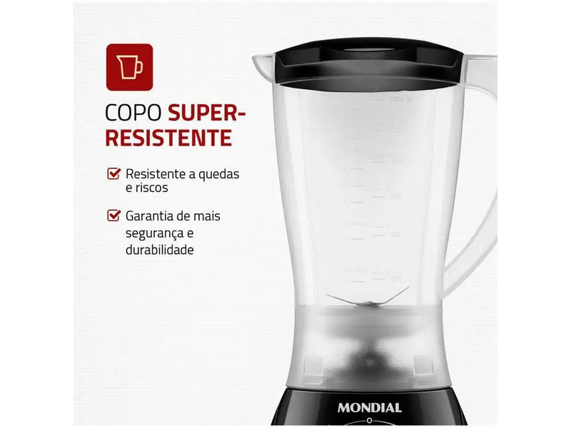 Liquidificador Mondial Easy Power L-550-W Preto 2 Velocidades 550W - 110V